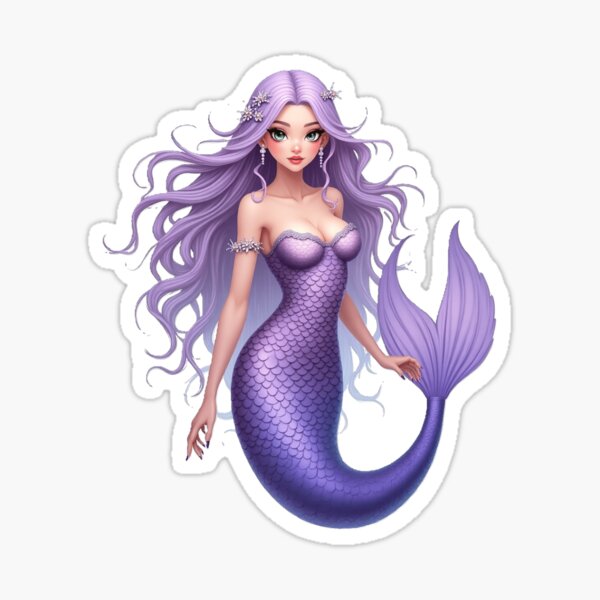 Item preview, adorable purple mermaid, siren of the sea designed and sold by nicnacc.