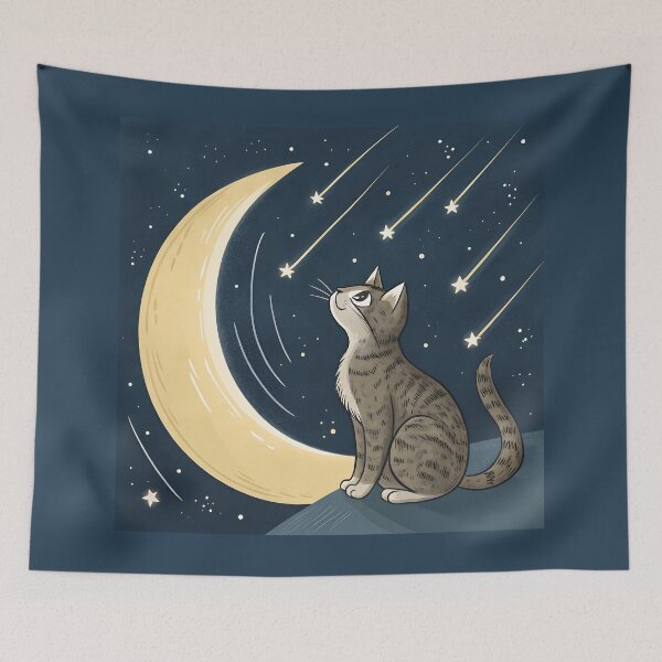 Item preview, Cat Gazing at the Moon and Shooting Stars designed and sold by Danivique.