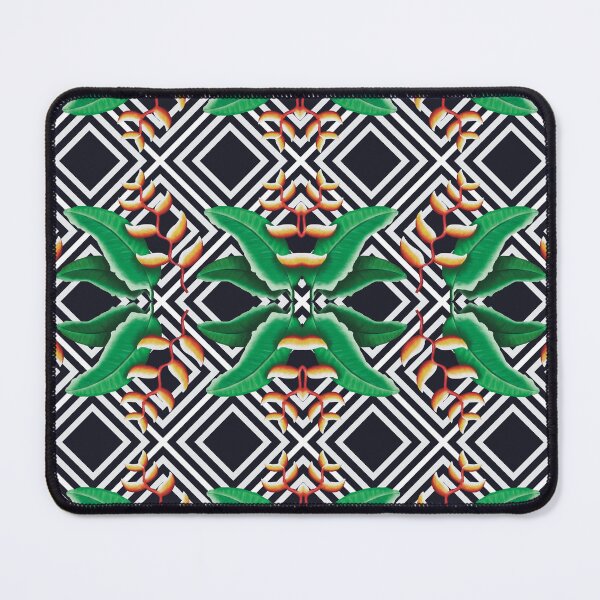Item preview, Tropical Heliconia & Banana Leaves on Bold Geometric Background designed and sold by Nan Studio.
