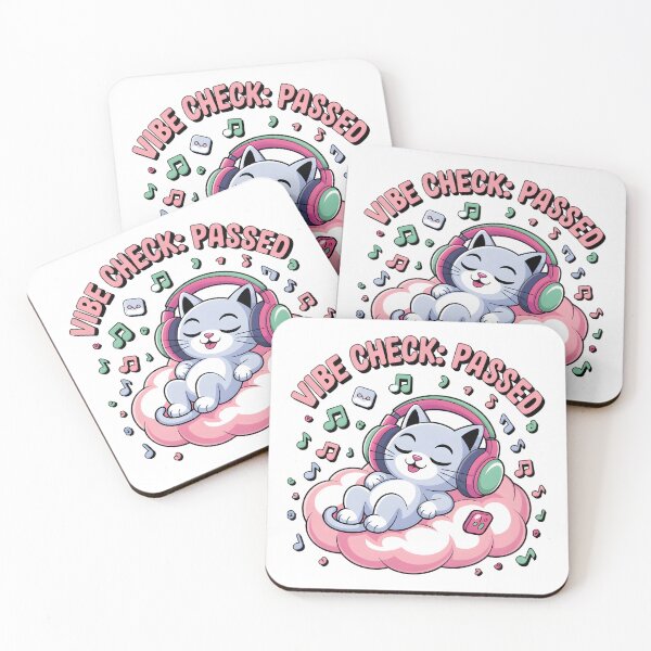 Item preview, Vibe Check: Passed | Chill Cat Headphones Kawaii Digital Art 2025 designed and sold by AnnDesignStudio.