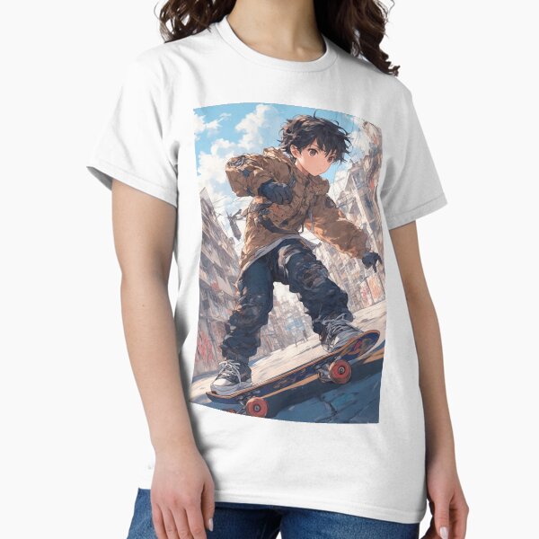 Item preview, Anime Boy on Skateboard designed and sold by ArtsJulian.