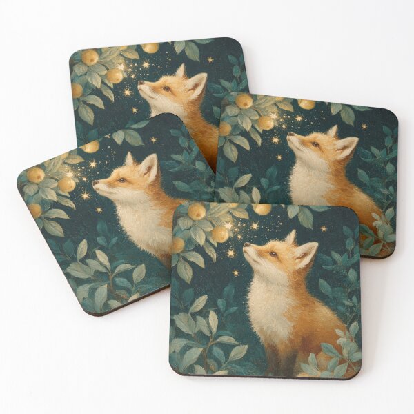Item preview, Enchanted Fox Under a Starlit Citrus Tree designed and sold by Magical Art Store.