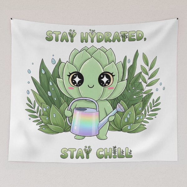 Item preview, Stay Hydrated Stay Chill - Cute Plant Kawaii Water Reminder Art designed and sold by AnnDesignStudio.