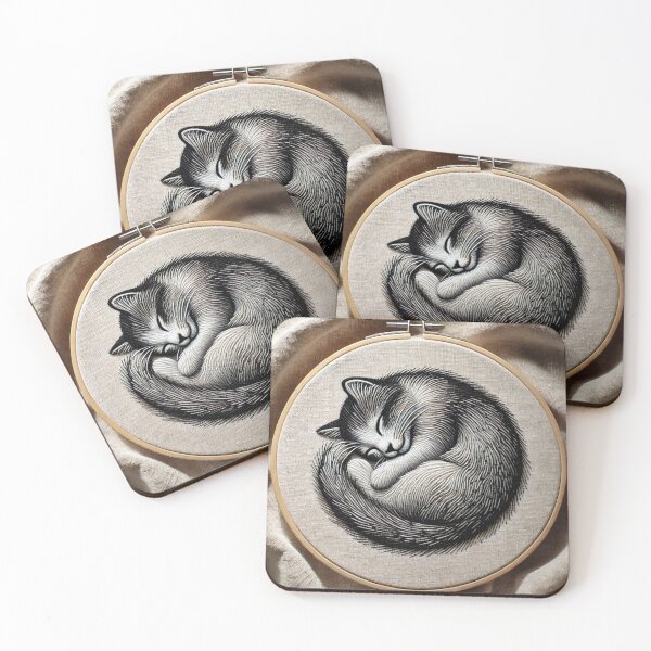Item preview, Serene Slumber – Minimalist Sleeping Cat Embroidery designed and sold by Santonix.