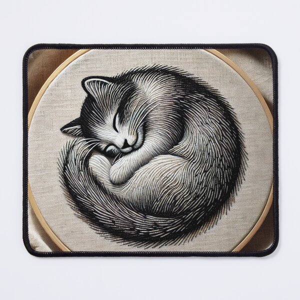 Item preview, Serene Slumber – Minimalist Sleeping Cat Embroidery designed and sold by Santonix.