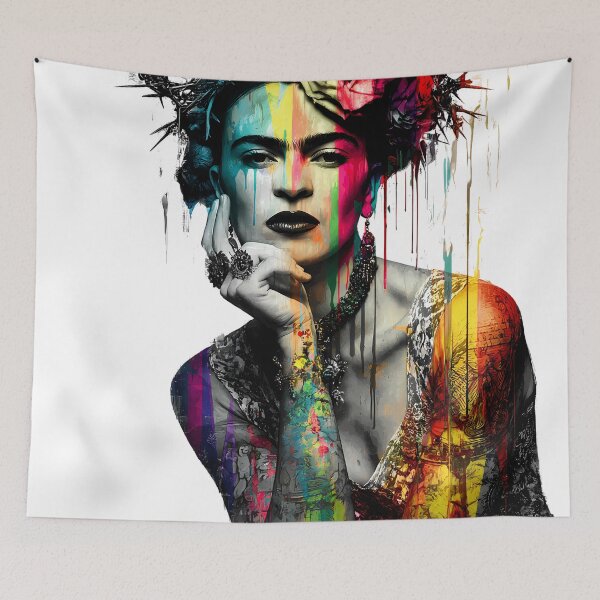 Item preview, A modern Frida Kahlo portrait in a riot of color – intense, artistic, and powerful. designed and sold by Pop Art Rebel Prints.