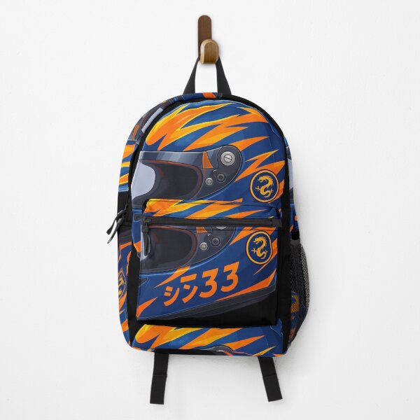 Item preview, "Dragon Racing Helmet | Blue & Orange Japanese 333 Design designed and sold by GiftLore Studio.