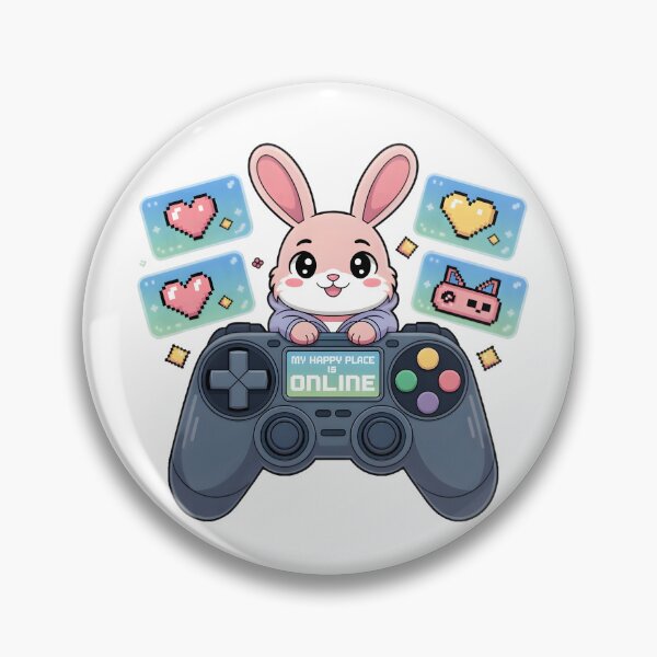 Item preview, My Happy Place Is Online Cute Gaming Bunny Pixel Art Digital Life Design designed and sold by AnnDesignStudio.