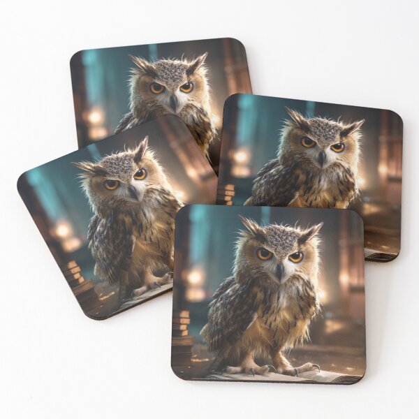 Item preview, Owl with book in a library designed and sold by Vision-Vibe.