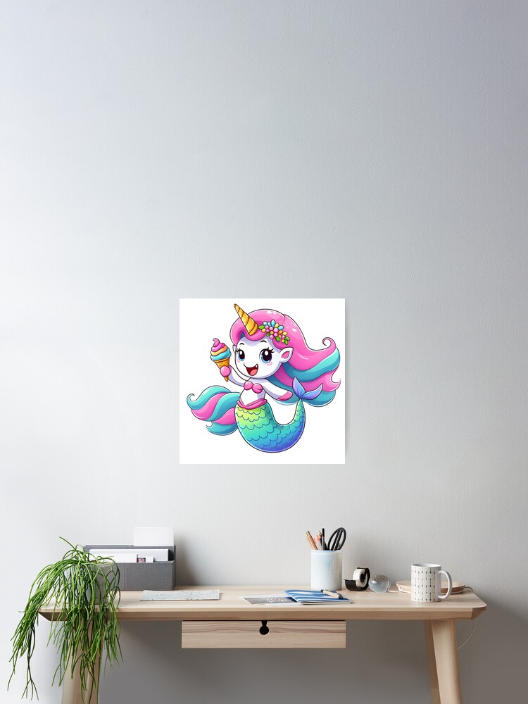 Cute mermaid unicorn Poster