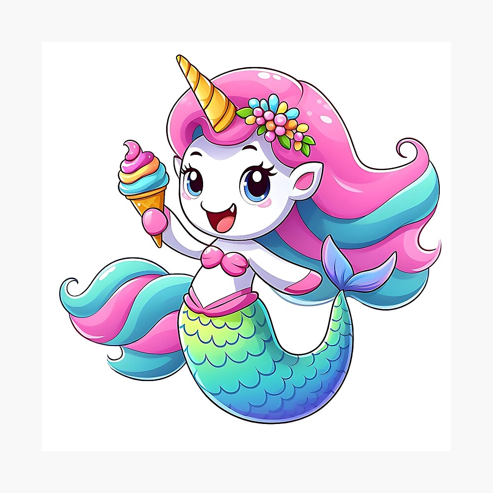 Cute mermaid unicorn Poster