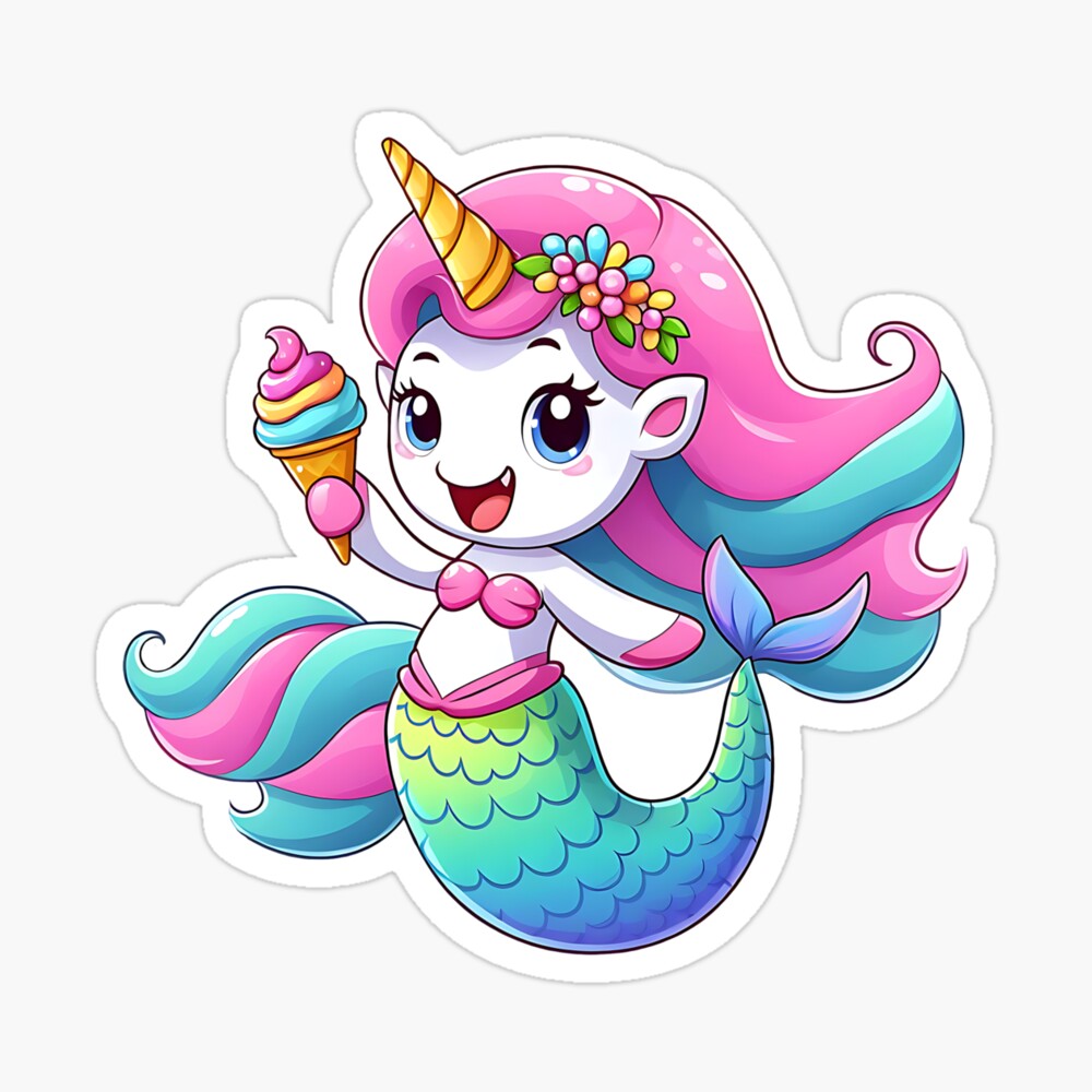 Cute mermaid unicorn Poster