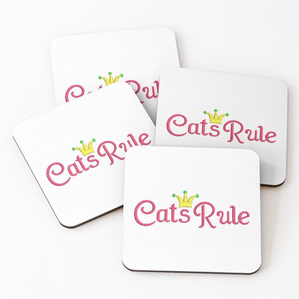 Item preview, Cats Rule Text Red with Crown designed and sold by TikkiMakes.