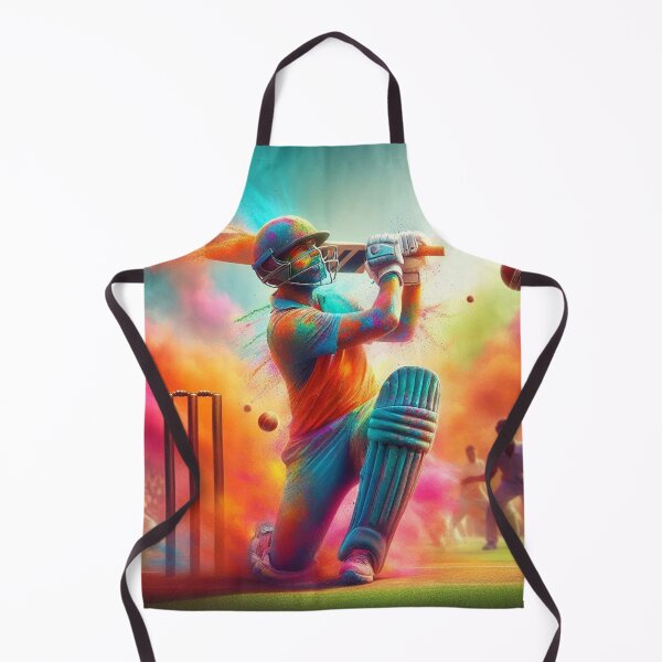 Item preview, Cricket player mid-swing in Indian Holi colors designed and sold by ashokreddy343.
