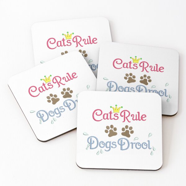 Item preview, Cats Rule Dogs Drool Text Red with Crown and Paw Prints designed and sold by TikkiMakes.