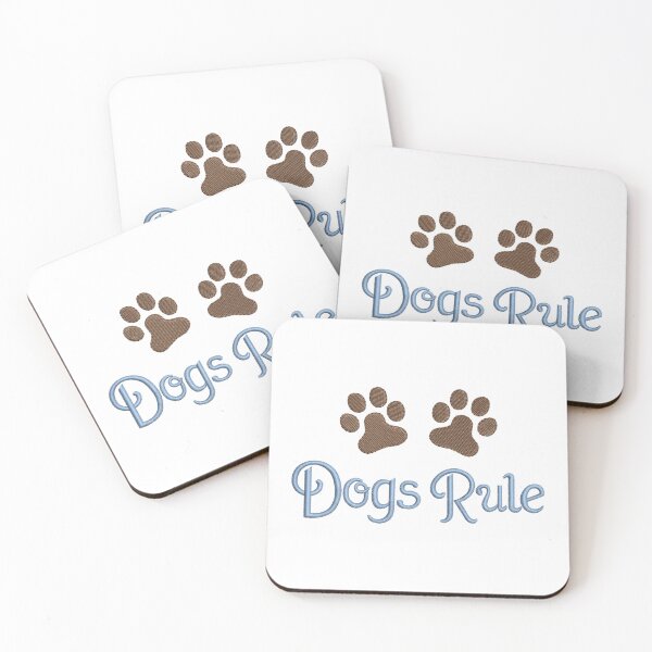 Item preview, Dogs Rule Text Blue with Paw Prints designed and sold by TikkiMakes.