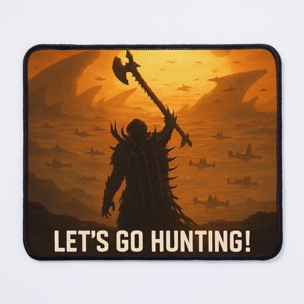 Item preview, The Grendel King Lets Go Hunting! Axe Master Predator Epic Dark Sci-Fi Fantasy Alien Sunset Landscape with Flying Ships & Cosmic Horizon Art Predator Killer of Killers Fan Art designed and sold by Motifai.