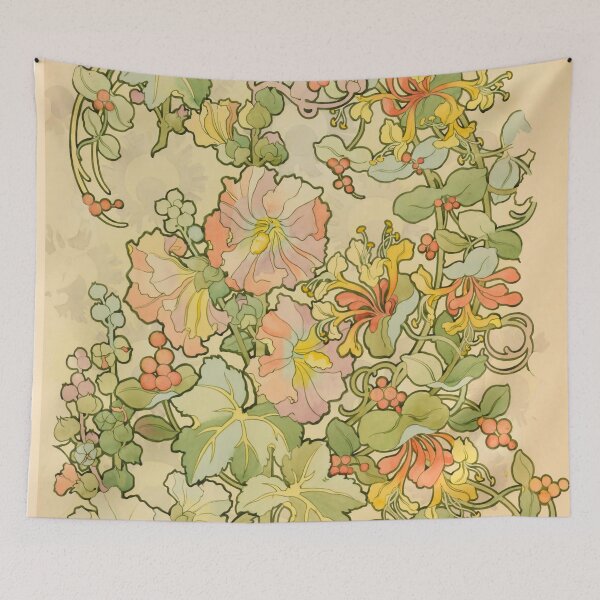 Item preview, Alphonse Mucha (1860 – 1939) "Flowers" textile design designed and sold by Alexandra Dahl.