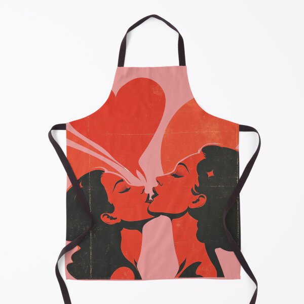 Aperçu de l'œuvre Baiser lesbien vintage de la Saint-Valentin – Art rétro sur l'amour queer créée et vendue par TeesAndSass.