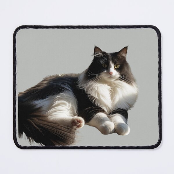 Item preview, Black and White Long Haired Cat designed and sold by CraftyWords.
