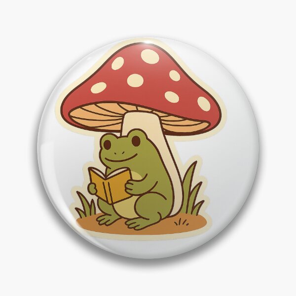 Item preview, Cute Frog Reading Under Mushroom – Cottagecore Bookish Sticker designed and sold by CEAEM.