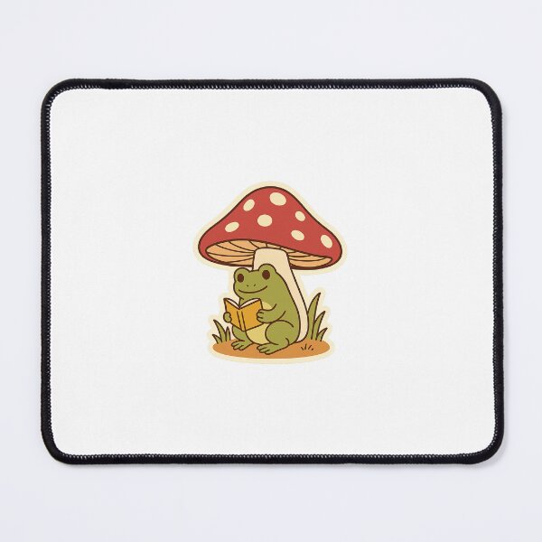 Item preview, Cute Frog Reading Under Mushroom – Cottagecore Bookish Sticker designed and sold by CEAEM.
