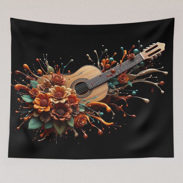 Item preview, Stunning Floral design Paint Splash of a Guitar! designed and sold by sks-ai-artist.