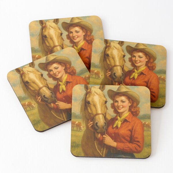 Item preview, redhair cowgirl painting and palomino horse designed and sold by OnlyTheWest.