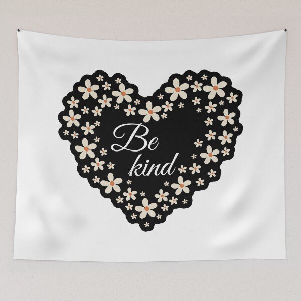 Item preview, be kind with heart and flower pattern designed and sold by PnrArtDesign.