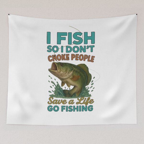 Item preview, I Fish So I Don’t Choke People Shirt – Funny Stress Relief Fishing Tee designed and sold by LuckyFoxMerch.