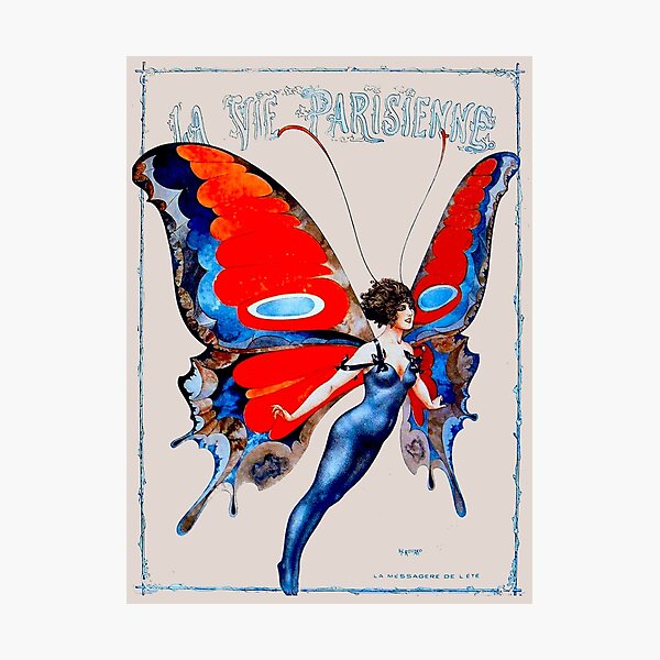 LA VIE PARISIENNE : Vintage Butterfly Girl Print Photographic Print