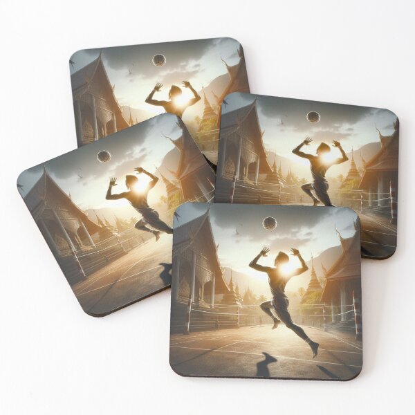 Item preview, Sepak Takraw Spirit – Thai Temple Match Illustration designed and sold by ashokreddy343.