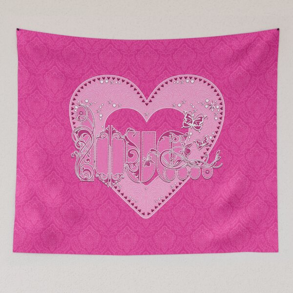 Item preview, LOVE HEART (Faux Flock) - Pink Denim designed and sold by ifourdezign.