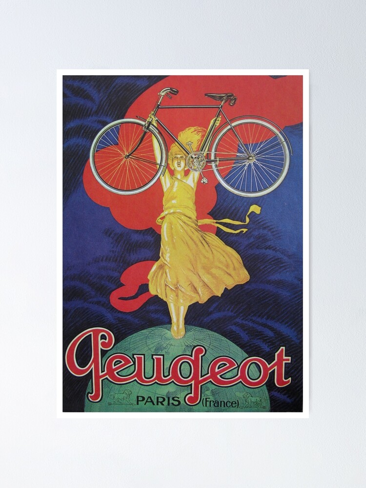 Cycling Peugeot Vintage Bicycle Poster Print Art Advertisement Art Deco Bike