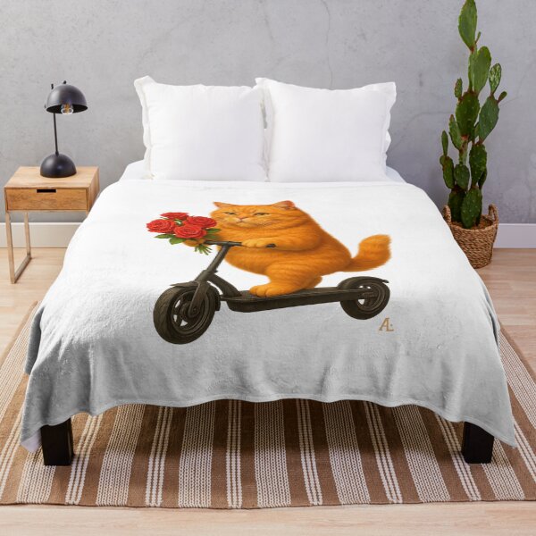 Item preview, Cute orange cat on scooter with roses designed and sold by StaxmiDesign.