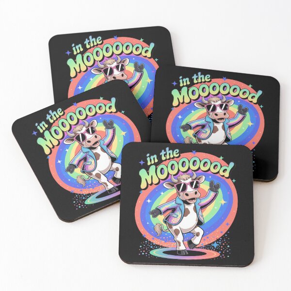 Item preview, In the Mooooood – Funky Disco Cow Cartoon Design designed and sold by MonkiFlipp.