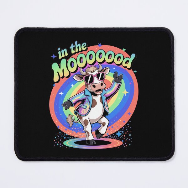 Item preview, In the Mooooood – Funky Disco Cow Cartoon Design designed and sold by MonkiFlipp.