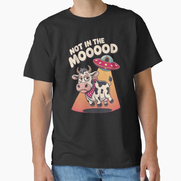 Item preview, Not in the Mooooood – Funny Alien Abduction Cow designed and sold by MonkiFlipp.