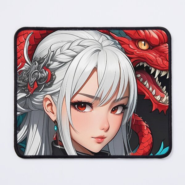 Item preview, Tattooed Anime Waifu With Fiery Dragon Guardian designed and sold by BorgSpareParts.