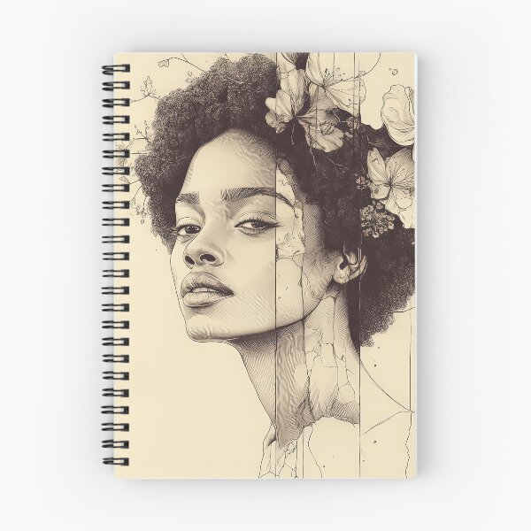 Item preview, Afro Woman Portrait with Floral Line Art designed and sold by regalaibylondon.