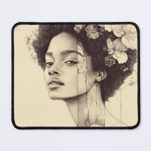Item preview, Afro Woman Portrait with Floral Line Art designed and sold by regalaibylondon.
