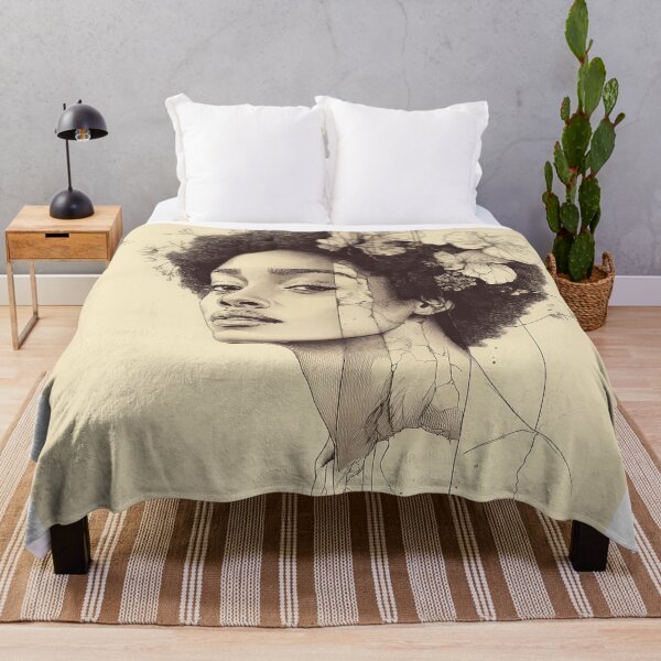 Item preview, Afro Woman Portrait with Floral Line Art designed and sold by regalaibylondon.