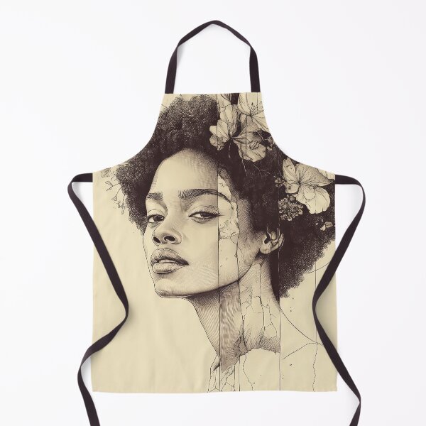 Item preview, Afro Woman Portrait with Floral Line Art designed and sold by regalaibylondon.