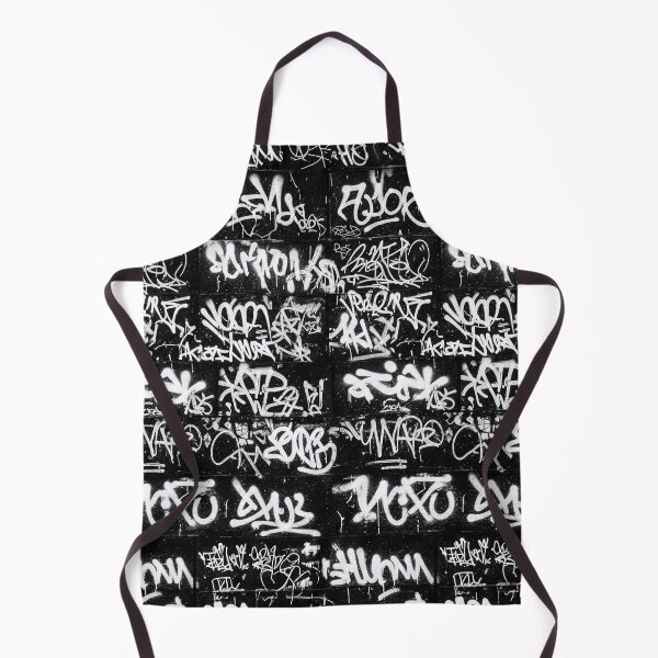 Item preview, White Graffiti Tags on Black Wall Mural designed and sold by JohnnyVillas.