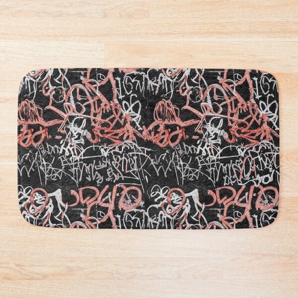 Item preview, Black Background with White and Pink Graffiti Artist Tags Pattern designed and sold by JohnnyVillas.