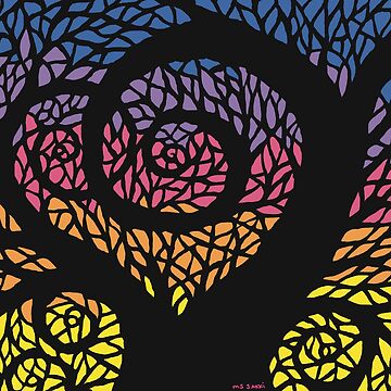 Artwork thumbnail, Stained Glass Sunset Tree by MsJakkiArt