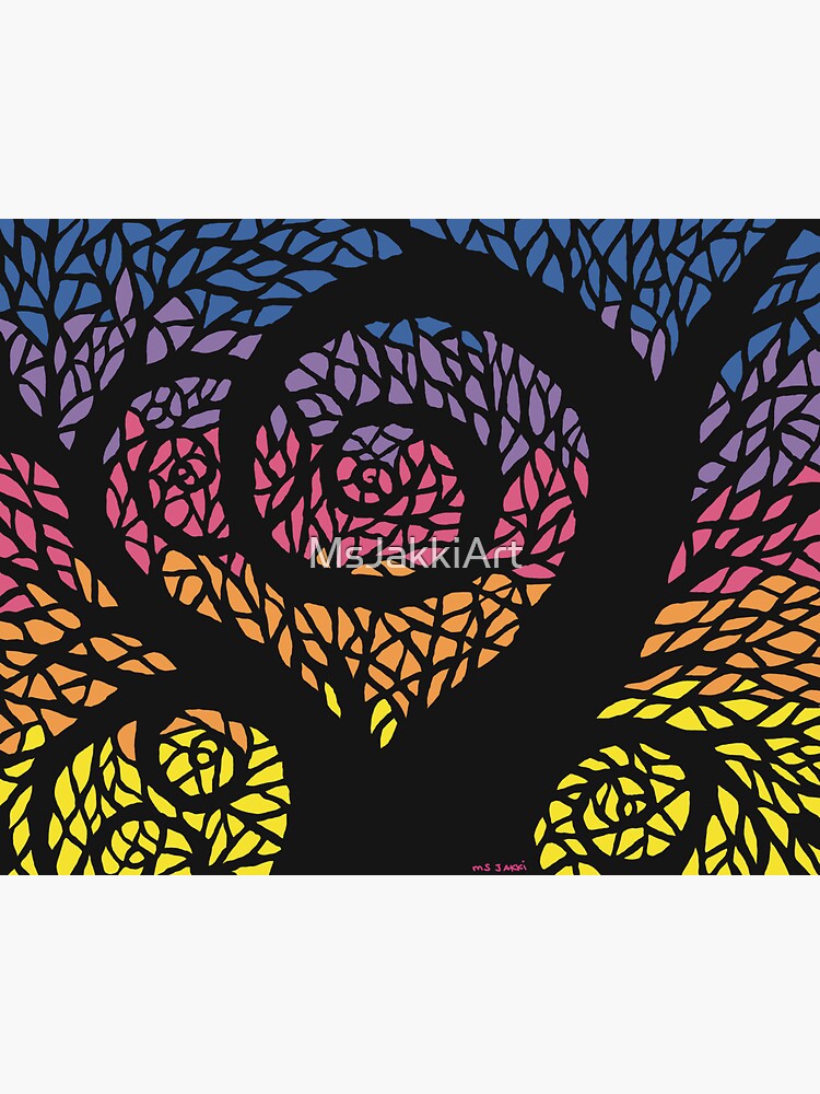 Thumbnail 3 of 3, Magnet, Stained Glass Sunset Tree designed and sold by MsJakkiArt.
