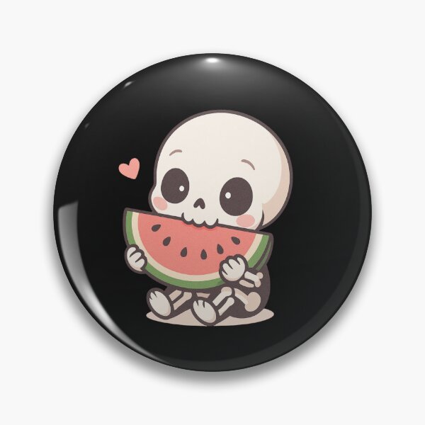 Item preview, Cute Chibi Skeleton Eating a Giant Watermelon Slice – Kawaii Summer Skeleton Design designed and sold by ColorSplash123.