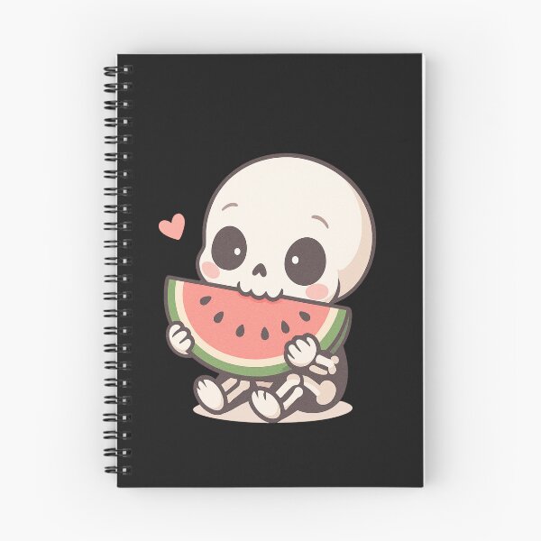 Item preview, Cute Chibi Skeleton Eating a Giant Watermelon Slice – Kawaii Summer Skeleton Design designed and sold by ColorSplash123.