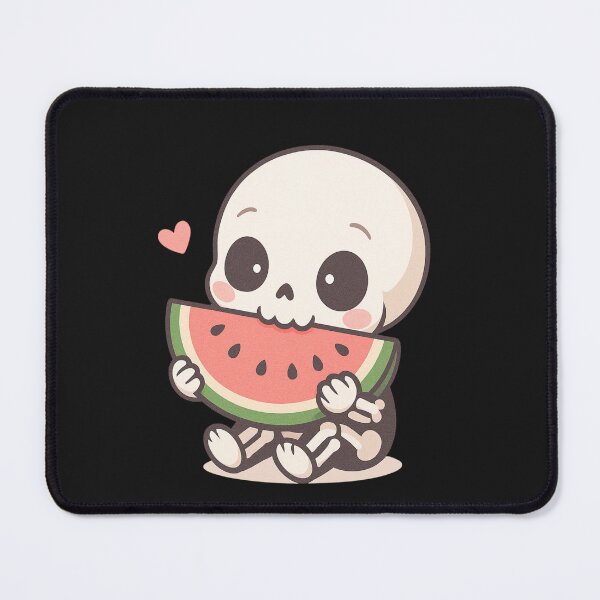 Item preview, Cute Chibi Skeleton Eating a Giant Watermelon Slice – Kawaii Summer Skeleton Design designed and sold by ColorSplash123.